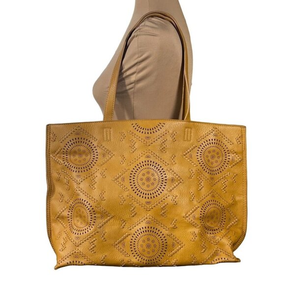Antik Kraft Laser Cut Tote Cognac Large Shoulder Strap Purse Bag - Picture 1 of 10